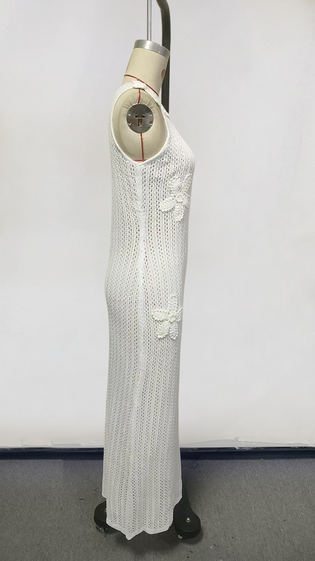 One Shoulder Crochet Maxi Dress Slim Knit Mermaid Silhouette Beach Cover up